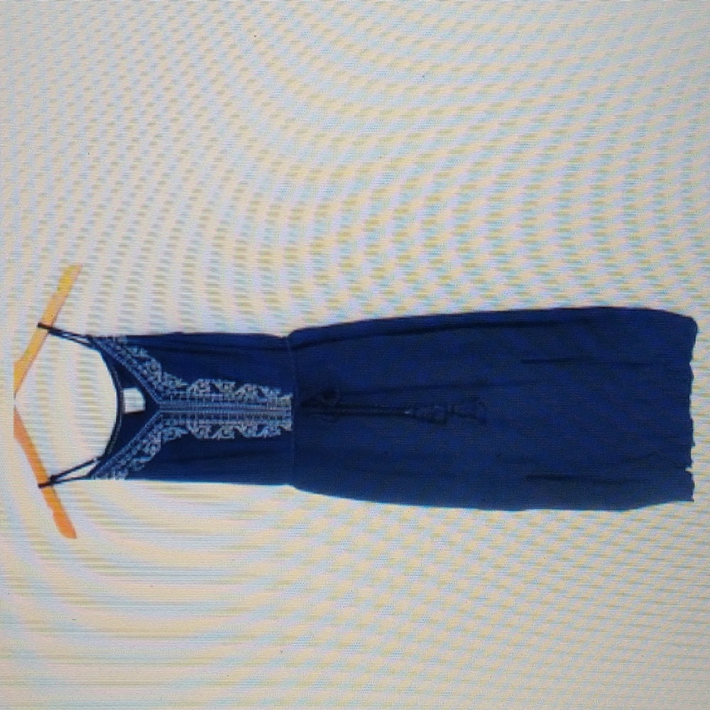 Knox Rose Women's Blue Maxi Dress Size Medium spaghetti straps embroidered